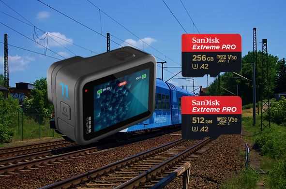 Hoe begin je met treinen spotten met jouw SanDisk Extreme Pro micro SD kaart? Allereerst gebruik een GoPro Hero 11 om beelden vast te leggen.